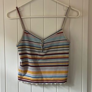 Multicolored striped cropped tank top